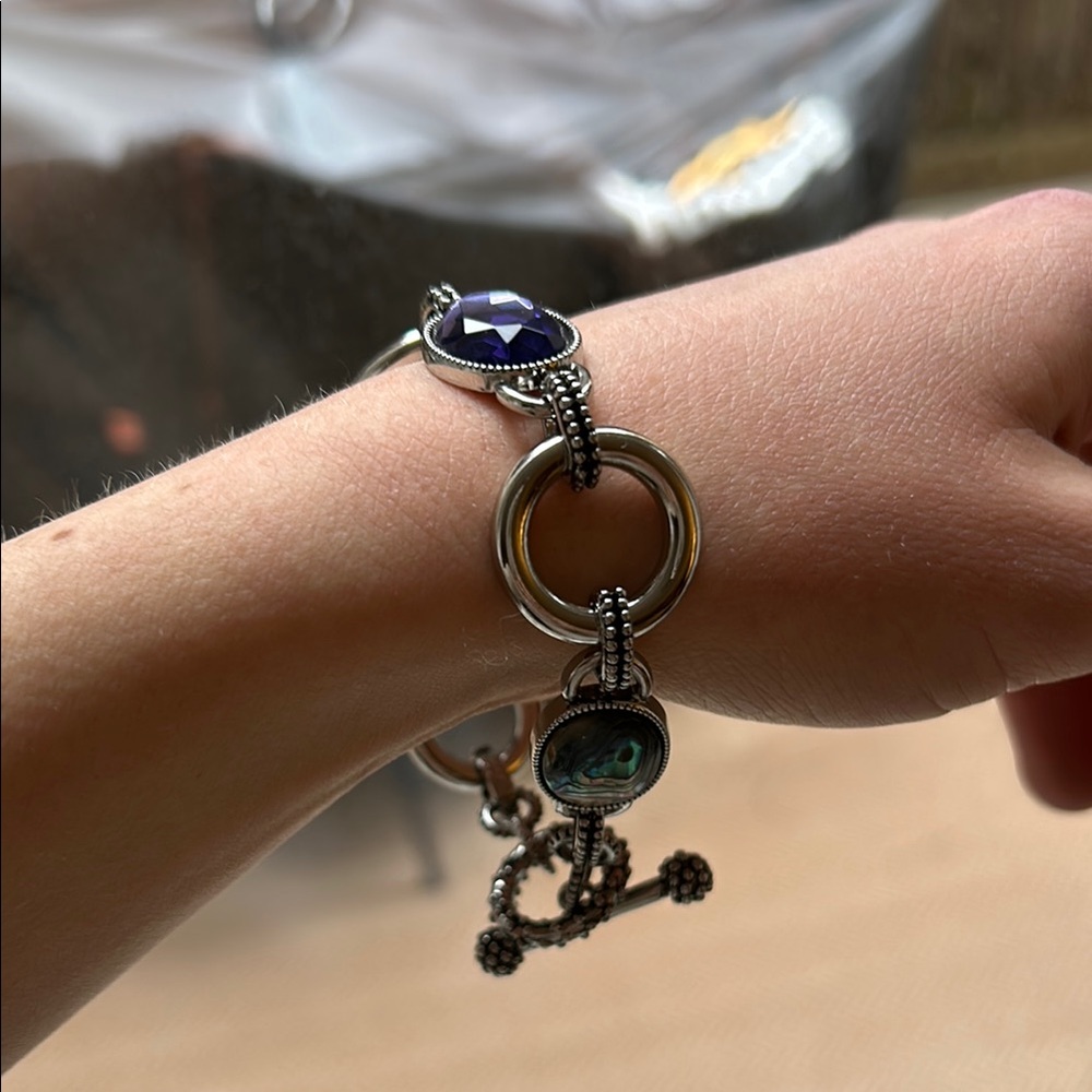 Lia Sophia Silver and Blue Bracelet with Gemstone and Charm
